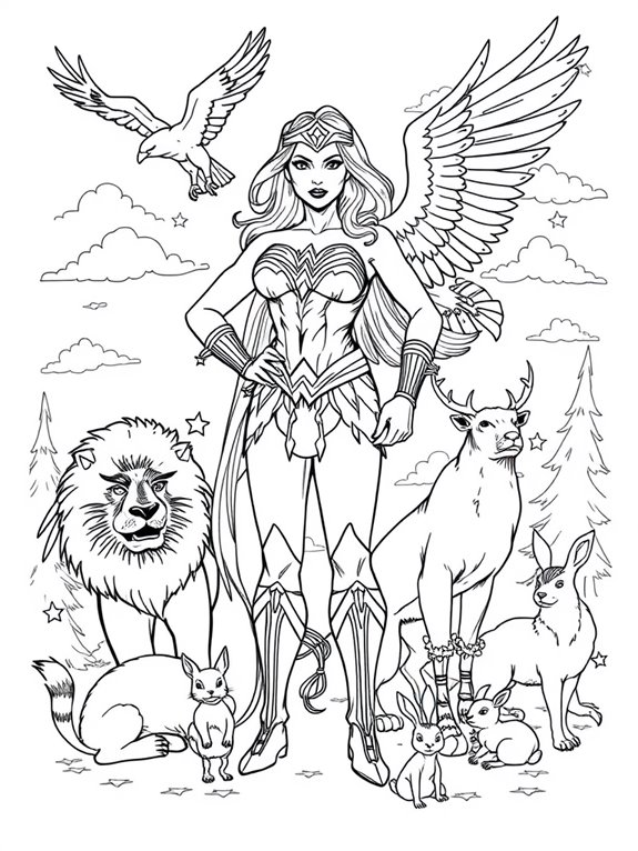 wonder woman and animals