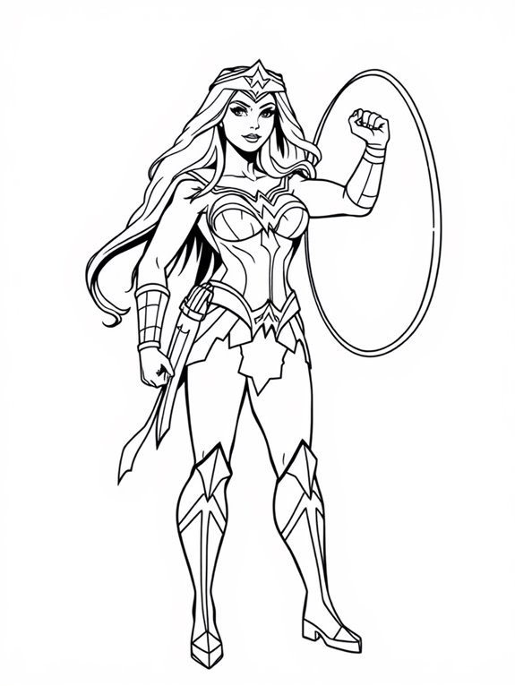 wonder woman lasso coloring page