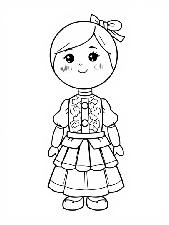 wooden doll coloring page