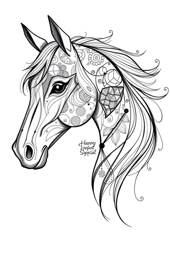 abstract horse head drawing