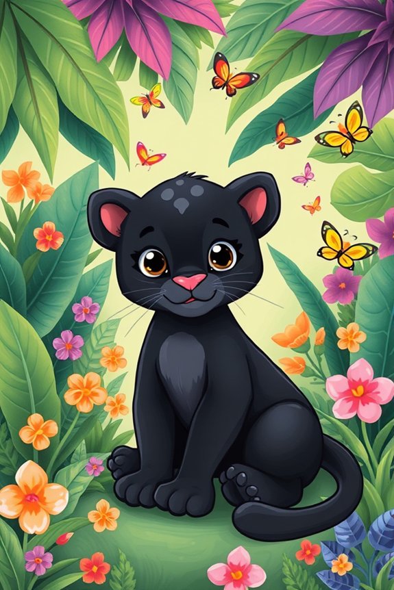 adorable black panther drawing