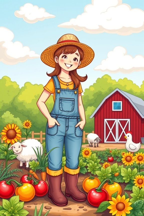 adorable whimsical farmer illustration