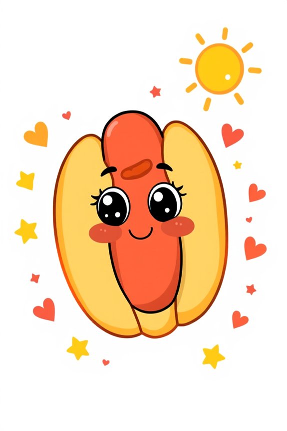 adorable whimsical hot dog