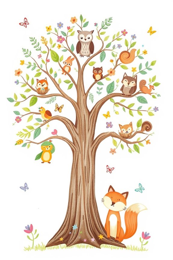 animal themed family tree drawing