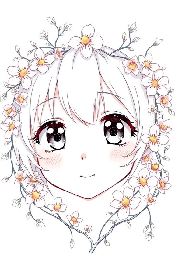 anime face flower art