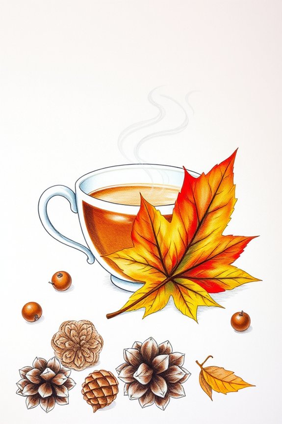 autumn leaf and tea