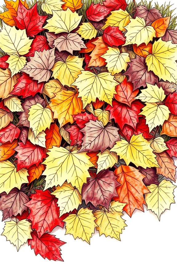 autumn leaf pile sketching