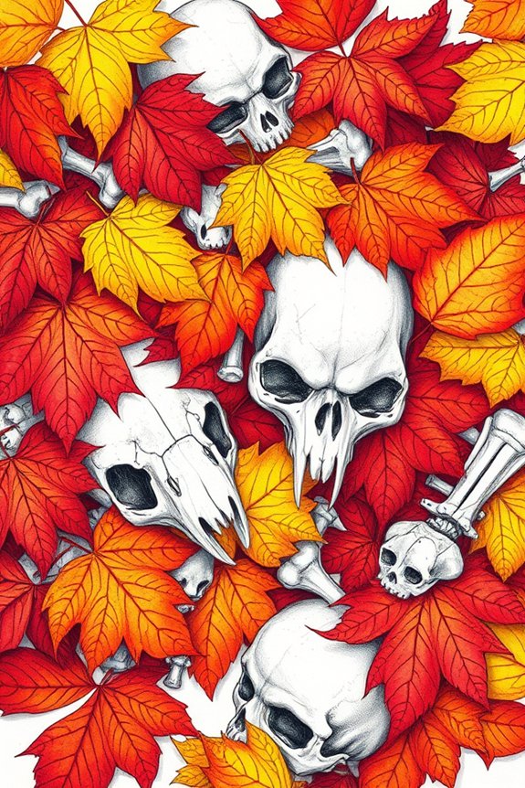 autumn leaves and bones