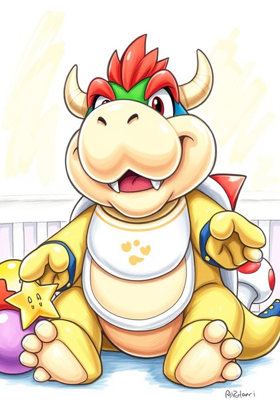 baby bowser playful drawing