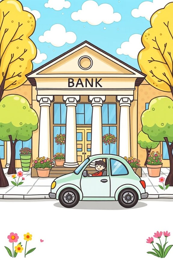 bank and car drawing
