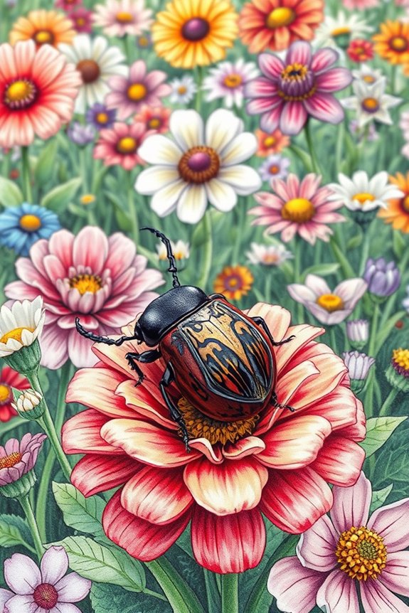 beetle in flower garden