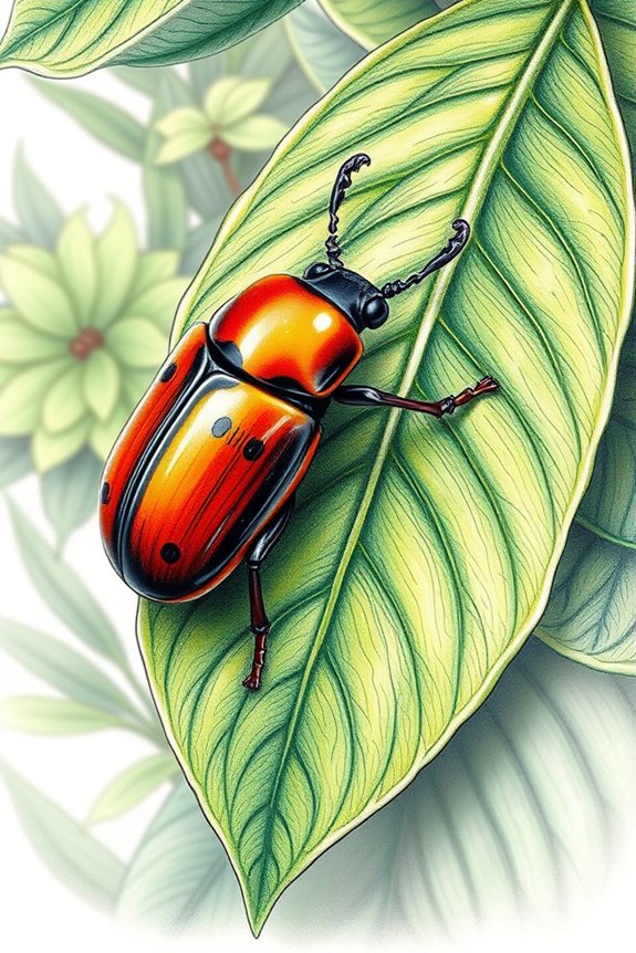 beetle resting on leaf