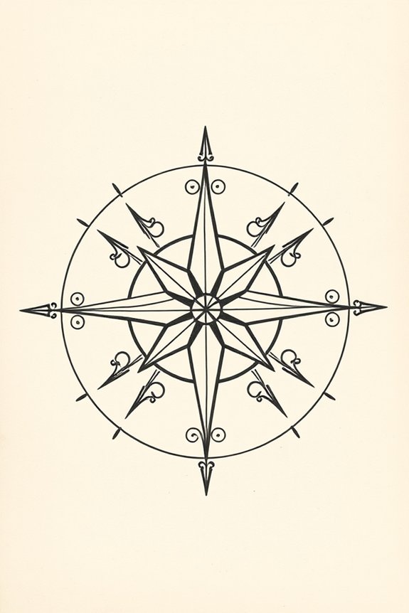beginner friendly compass rose drawing