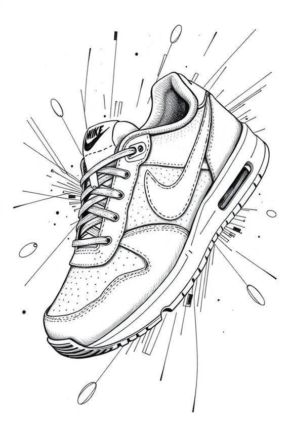 black and white sneaker drawing