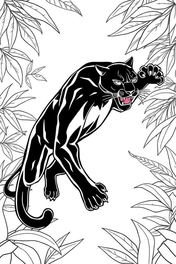 black panther line drawing