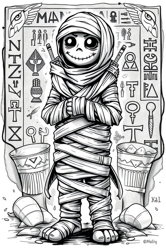 bold contrast mummy illustration
