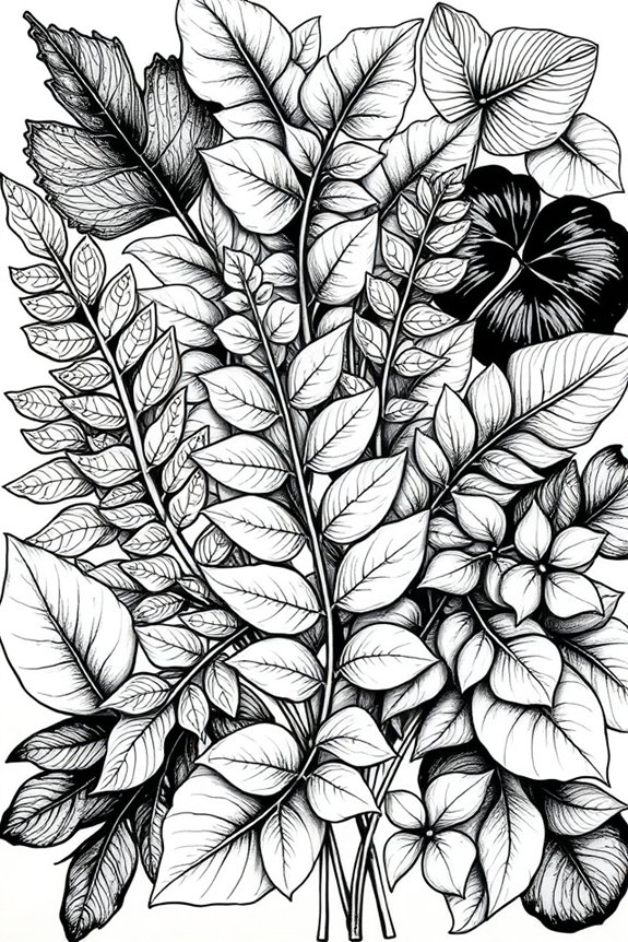 botanical leaf drawing project