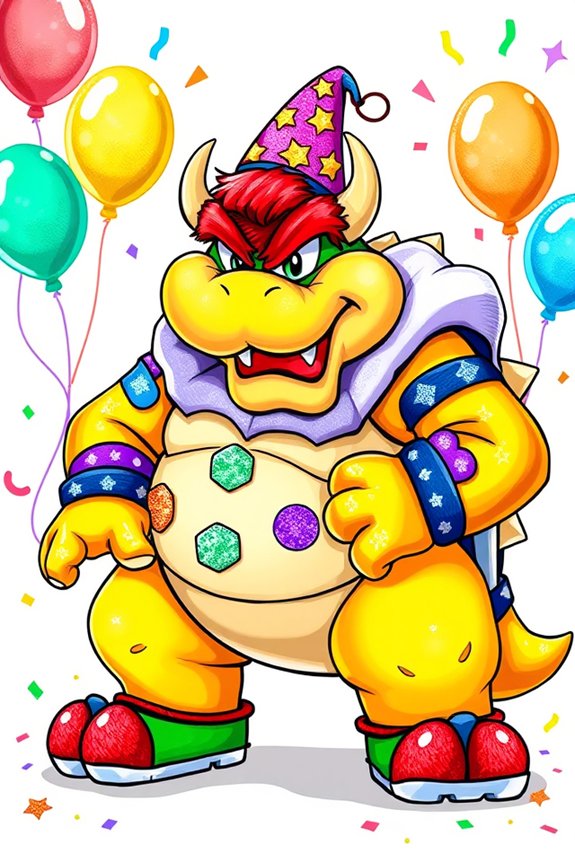 bowser in playful costume