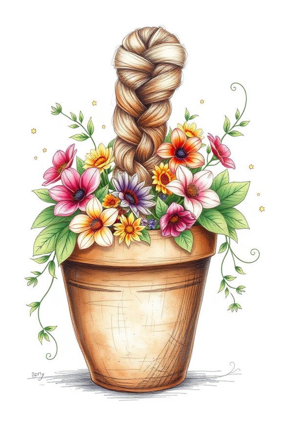 braid flower pot drawing