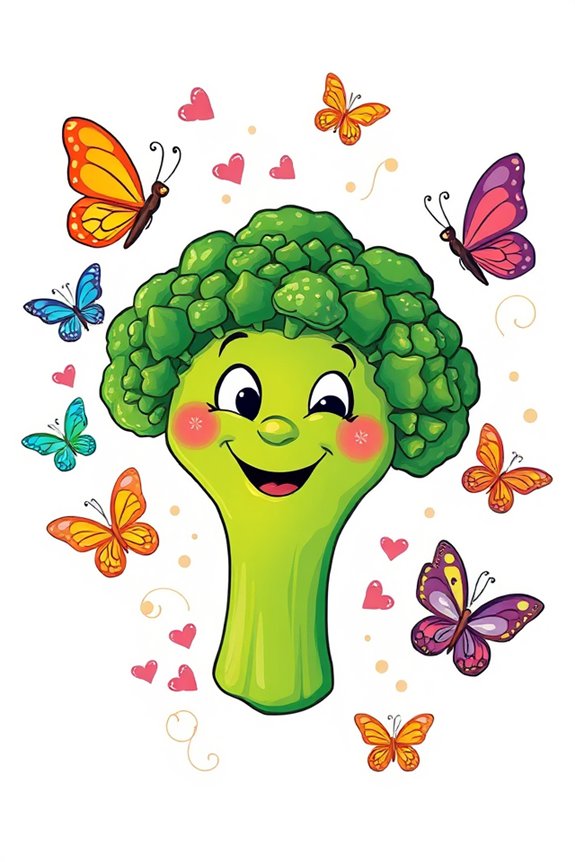 broccoli and butterflies doodling