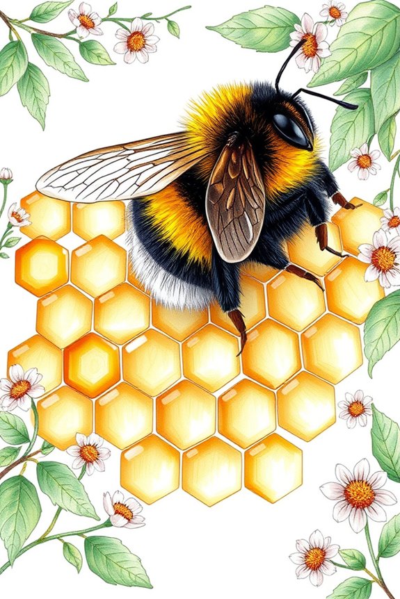 bumble bee honeycomb illustration
