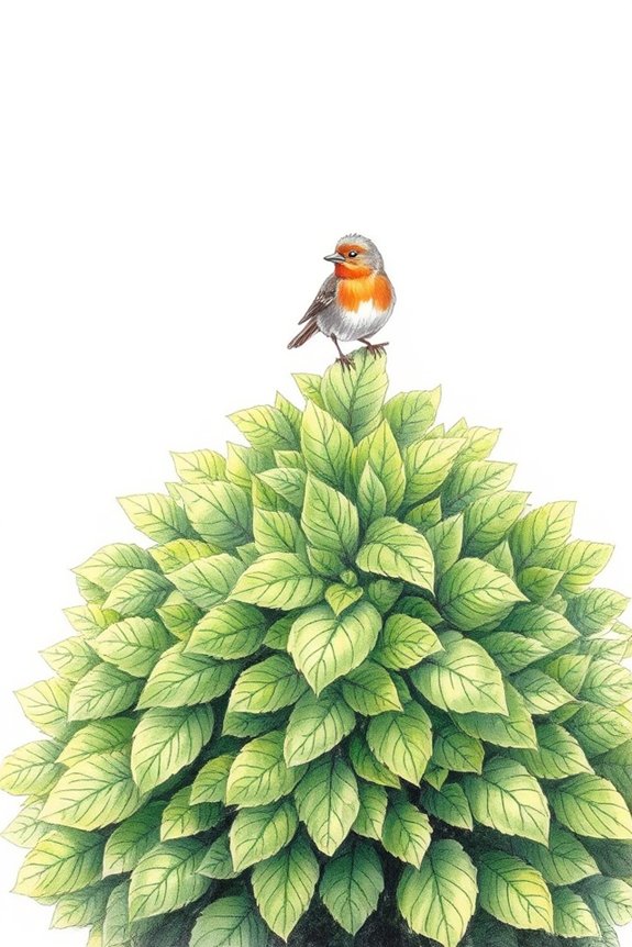 bush and bird drawing