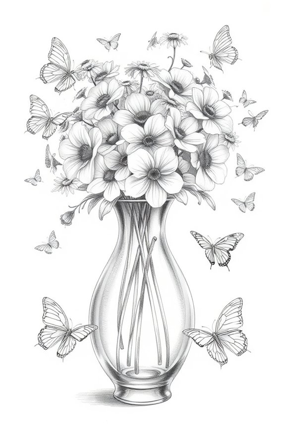 butterfly vase drawing project