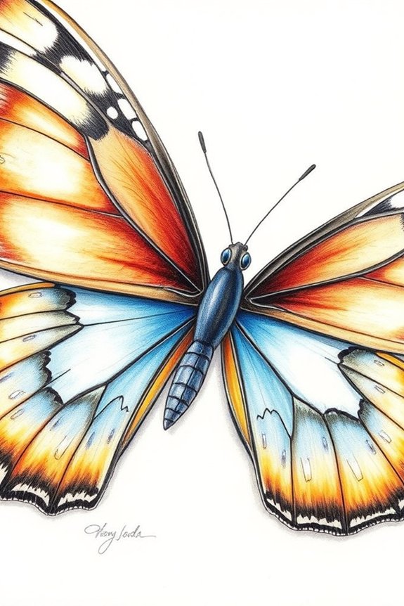 butterfly wings drawing project