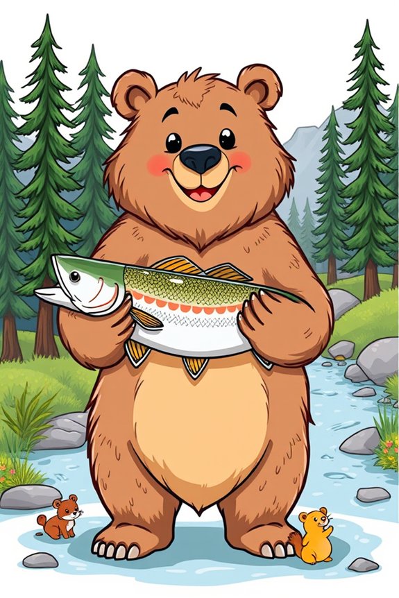 cartoon bear with fish