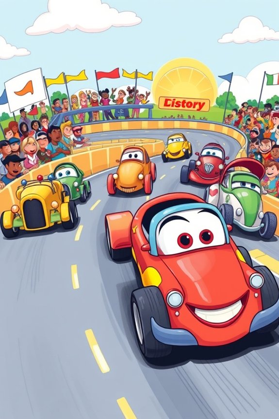 cartoon car race drawing