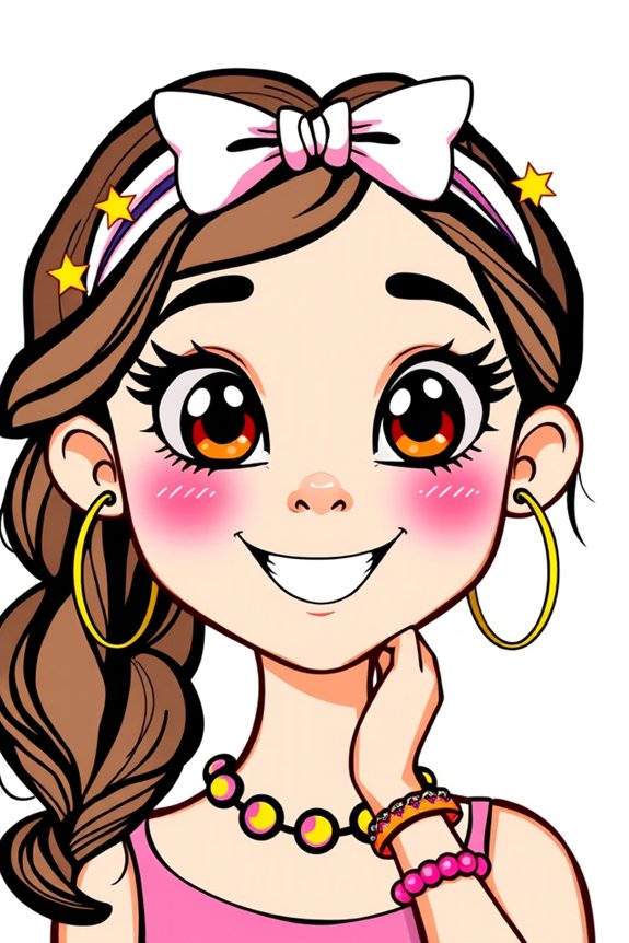 cartoon girl accessories drawing