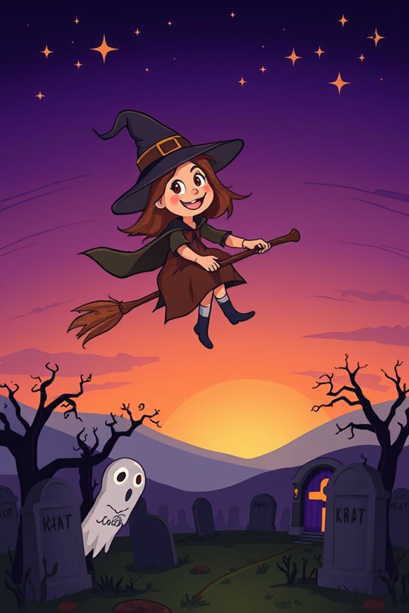 cartoon witch halloween drawing