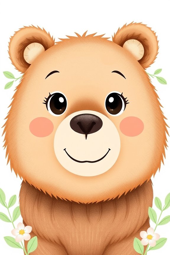 charming bear face drawing