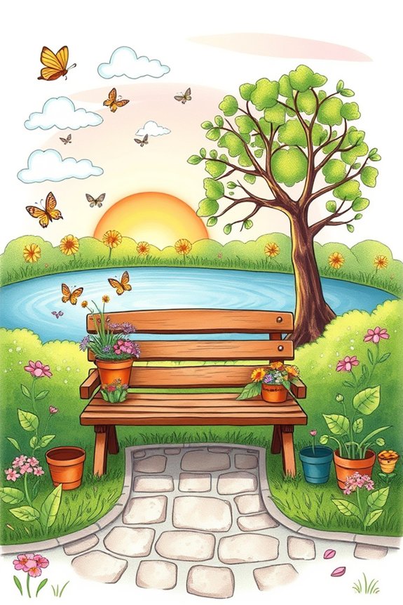 charming bench drawing project