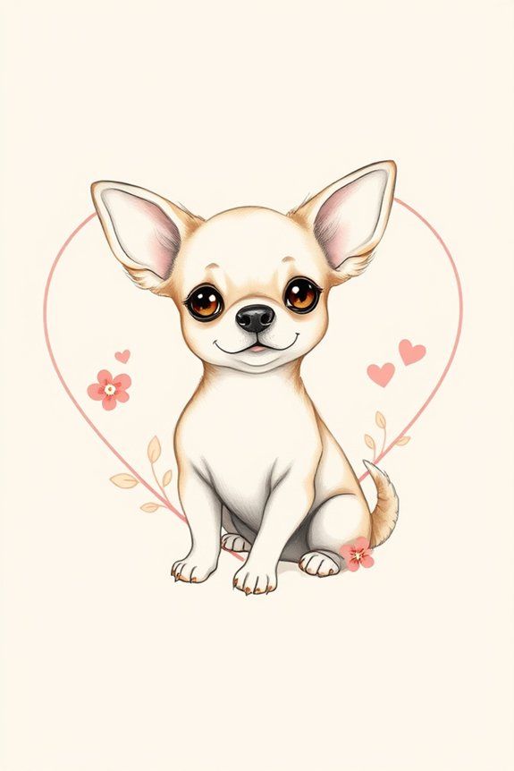 charming chihuahua heart drawing