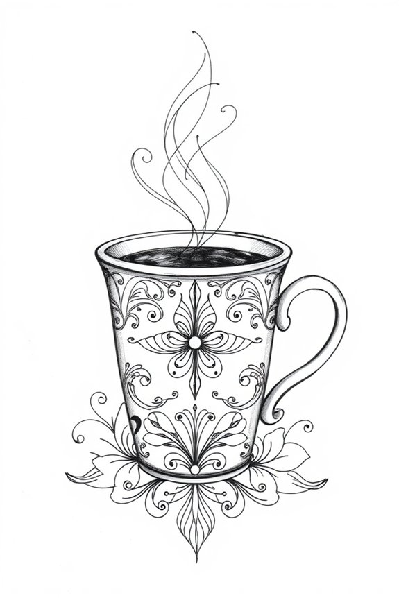 charming coffee cup sketch