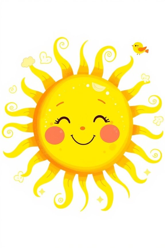 charming golden sun drawing