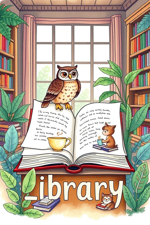 charming illustrated library sign