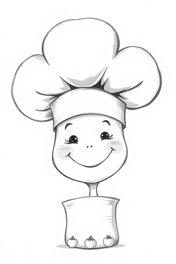 cheerful chef hat drawing