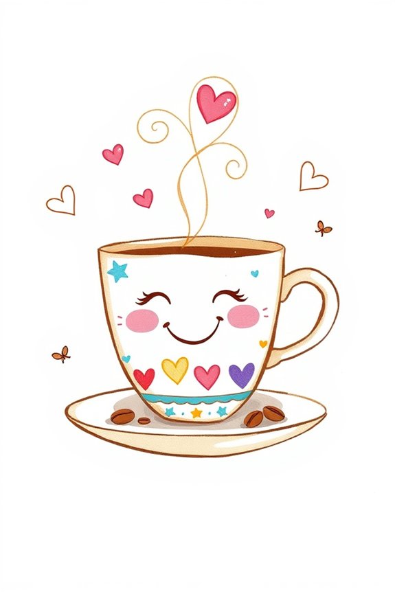 cheerful coffee cup illustration