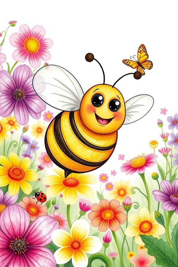 cheerful honey bee art