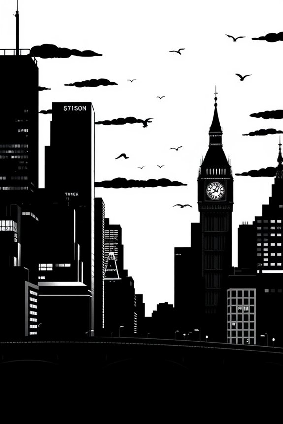 city skyline silhouette drawing