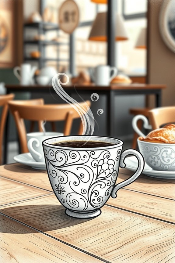 coffee cup drawing techniques