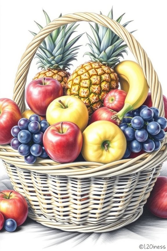 color pencil fruit basket