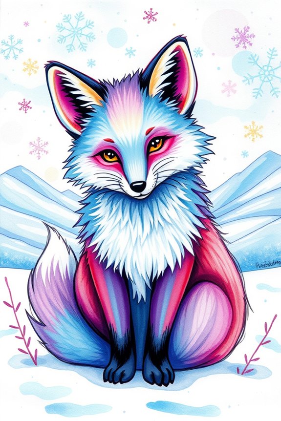 colorful arctic fox artwork