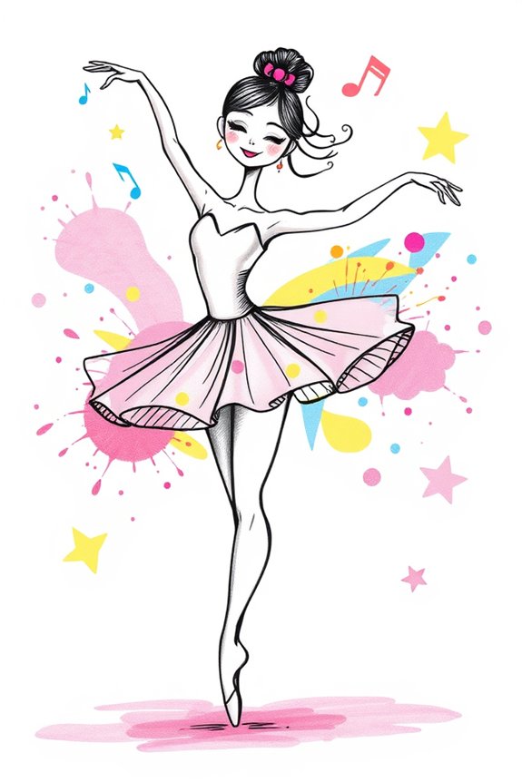 colorful ballerina doodle art