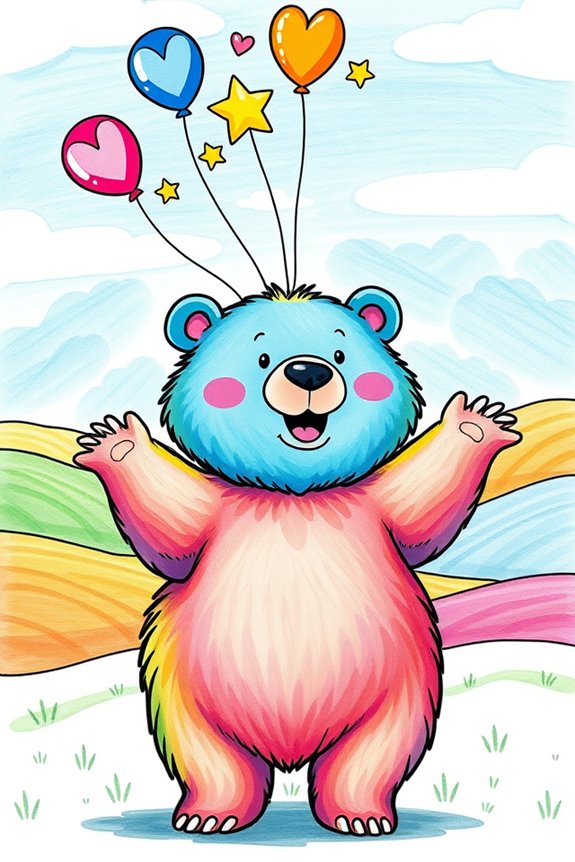 colorful bear balloon drawing