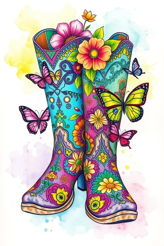 colorful boot drawing project