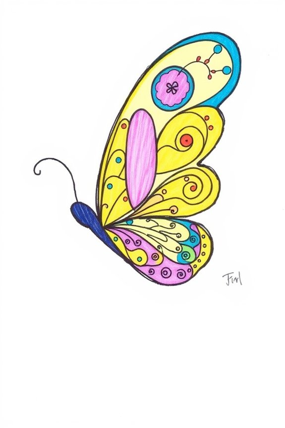 colorful butterfly doodle project