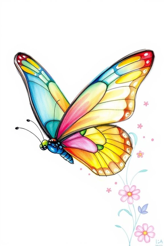 colorful butterfly sketch project